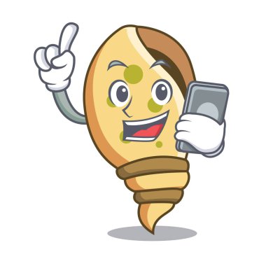 Telefon deniz kabuğu karakter karikatür vektör çizim ile