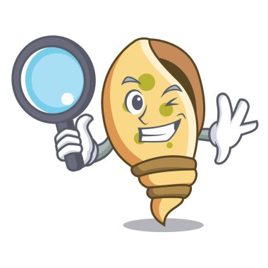 Dedektif deniz kabuğu karakter karikatür vektör çizim