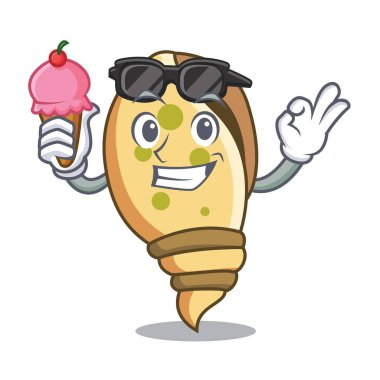 Dondurma deniz kabuğu karakter karikatür vektör çizim ile