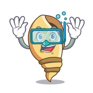 Dalış deniz kabuğu karakter karikatür vektör çizim