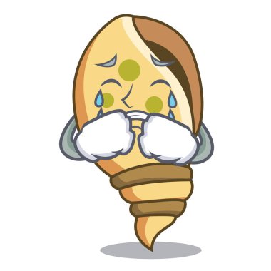 Deniz kabuğu maskot karikatür vektör çizim ağlıyor