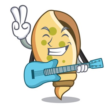Gitar deniz kabuğu maskot karikatür vektör çizim ile