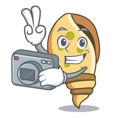 Fotoğrafçı deniz kabuğu maskot karikatür vektör çizim