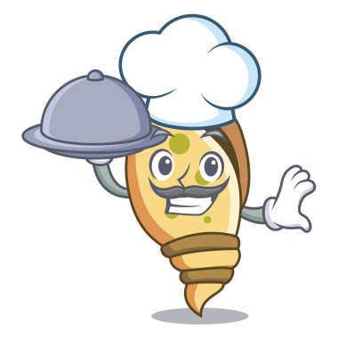 Şef yemek deniz kabuğu maskot karikatür ile