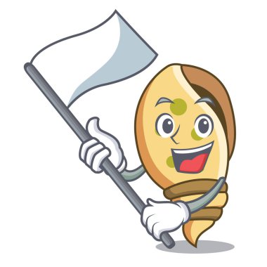Bayrak deniz kabuğu maskot karikatür ile