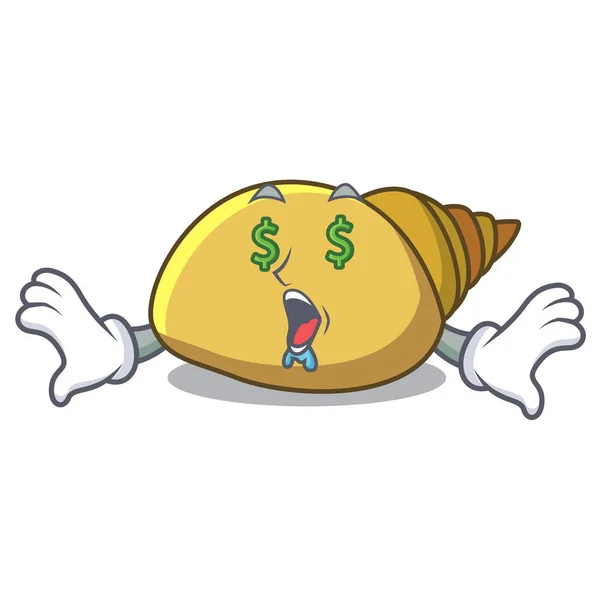 Money Eye Mollusk Shell Mascot Cartoon Vector Illustration — Stock Vector