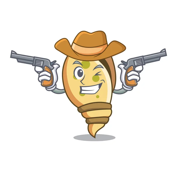 Cowboy Sea Shell Character Cartoon Vector Illustration — Stock Vector