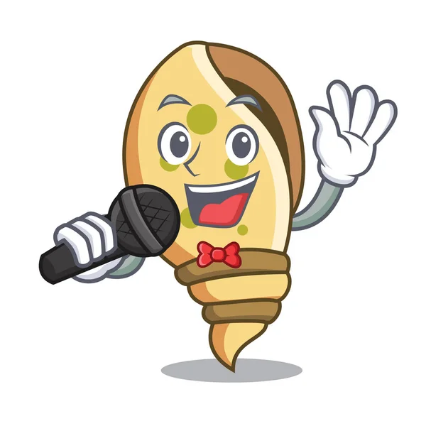Singing Sea Shell Mascot Cartoon Vector Illustration — Stock Vector