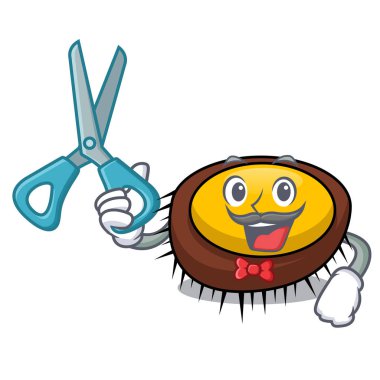 Deniz kestanesi karakter karikatür vektör çizim berber