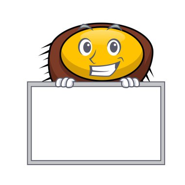 Pansiyon deniz kestanesi karakter karikatür vektör çizim ile sırıtarak