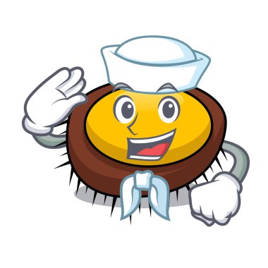 Denizci deniz kestanesi karakter karikatür vektör çizim