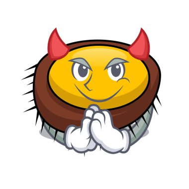 Şeytan deniz kestanesi maskot karikatür vektör çizim