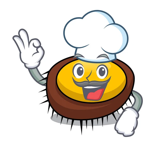 Chef Erizo Mar Personaje Dibujos Animados Vector Ilustración — Vector de stock