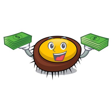Para çantası deniz kestanesi maskot karikatür vektör çizim ile