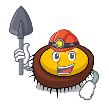 Madenci deniz kestanesi maskot karikatür vektör çizim