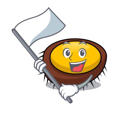 Bayrak deniz kestanesi maskot karikatür vektör çizim ile