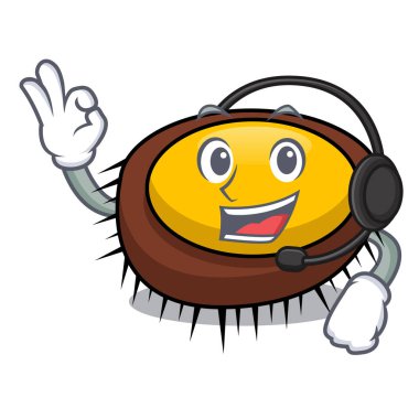 Kulaklık deniz kestanesi maskot karikatür vektör çizim ile