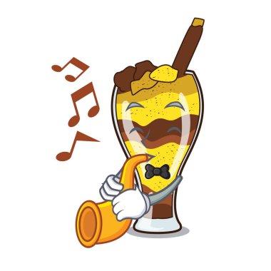 Trompet mangonada meyve maskot karikatür ile