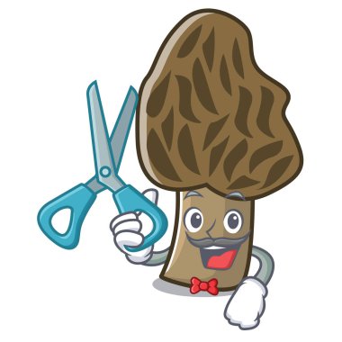 Kuaför morel mantarlı karakter karikatür