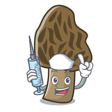 Hemşire morel mantarlı karakter karikatür