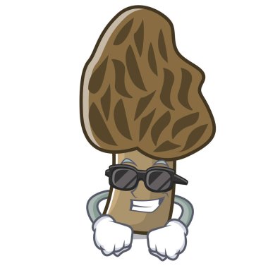 Süper cool morel mantarlı karakter karikatür