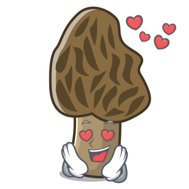 Aşk morel mantarlı maskot karikatür
