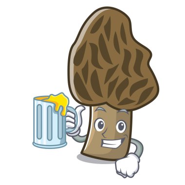 Suyu morel mantarlı maskot karikatür ile
