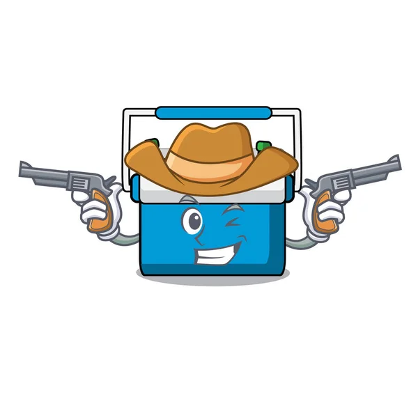 Cowboy congelador bolsa carácter dibujos animados — Vector de stock