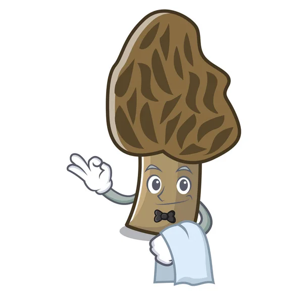 Garçom morel cogumelo mascote desenhos animados — Vetor de Stock