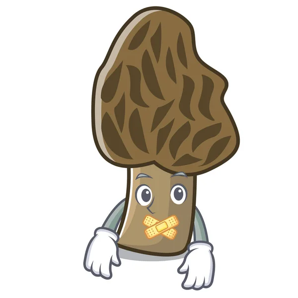 Morel silencioso cogumelo mascote desenhos animados — Vetor de Stock