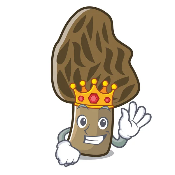 King morel mushroom mascot การ์ตูน — ภาพเวกเตอร์สต็อก