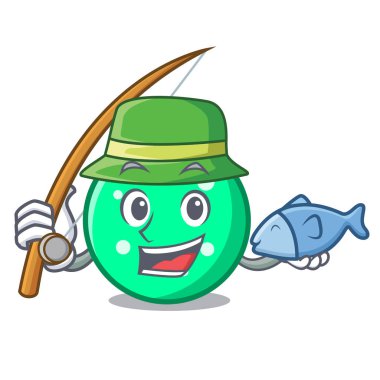 Daire maskot karikatür tarzı Balık tutma