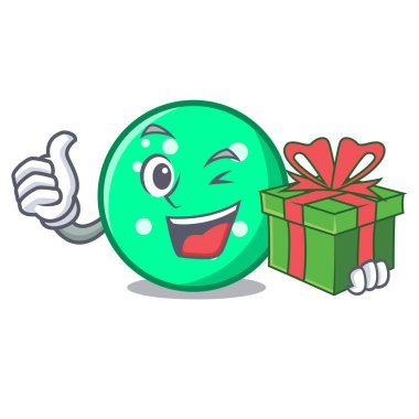 Hediye daire maskot karikatür tarzı ile