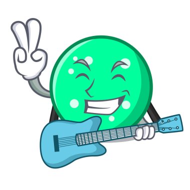 Gitar daire maskot karikatür tarzı ile
