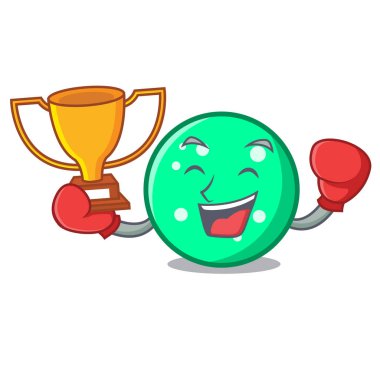 Boks şampiyonu daire maskot karikatür tarzı