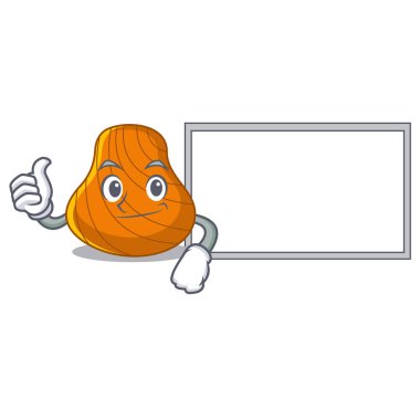 Başparmak yukarıya kurulu sert kabuk karakter karikatür ile