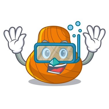 Sert kabuklu karakter karikatür dalış