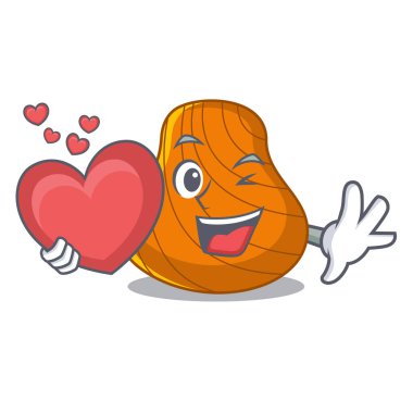 Kalp sert kabuklu maskot karikatür ile