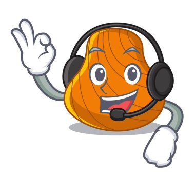 Kulaklık sert kabuklu maskot karikatür ile