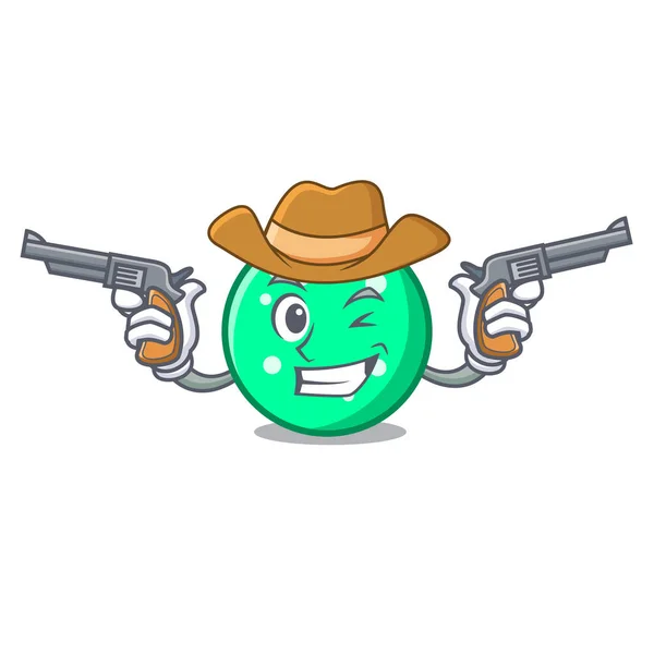 Cowboy círculo personagem desenho animado estilo — Vetor de Stock