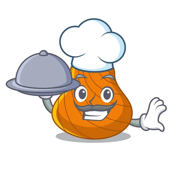 Chef con comida duro shell mascota de dibujos animados — Vector de stock