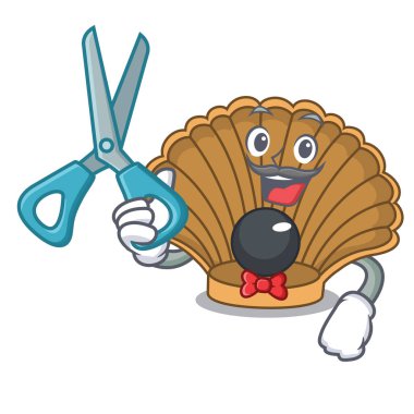 Kuaför kabuk inci karakter karikatür vektör çizim ile