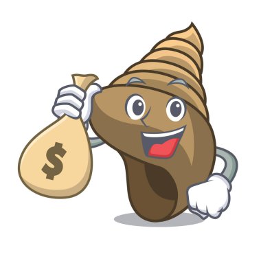 Para çantası sarmal kabuk karakter karikatür vektör çizim ile