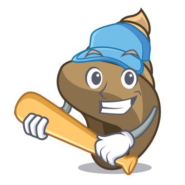 İskambil beyzbol sarmal kabuk karakter karikatür vektör çizim