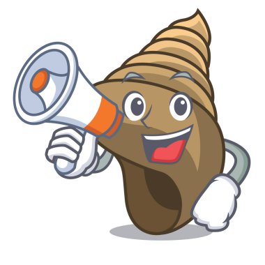 Megafon sarmal kabuk karakter karikatür vektör çizim ile