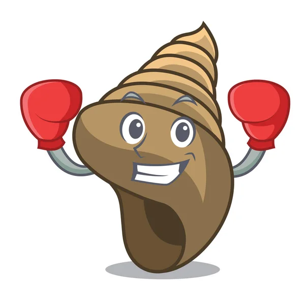 Boxing Espiral Shell Personagem Cartoon Vetor Ilustração — Vetor de Stock