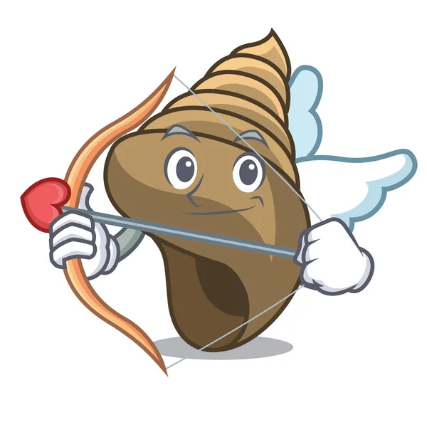 Cupid Spiral Shell Character Cartoon Vector Illustration — Stock Vector