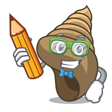 Öğrenci sarmal kabuk karakter karikatür vektör çizim