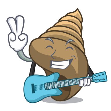 Gitar sarmal kabuk maskot karikatür vektör çizim ile