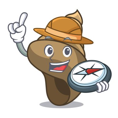 Explorer sarmal kabuk maskot karikatür vektör çizim